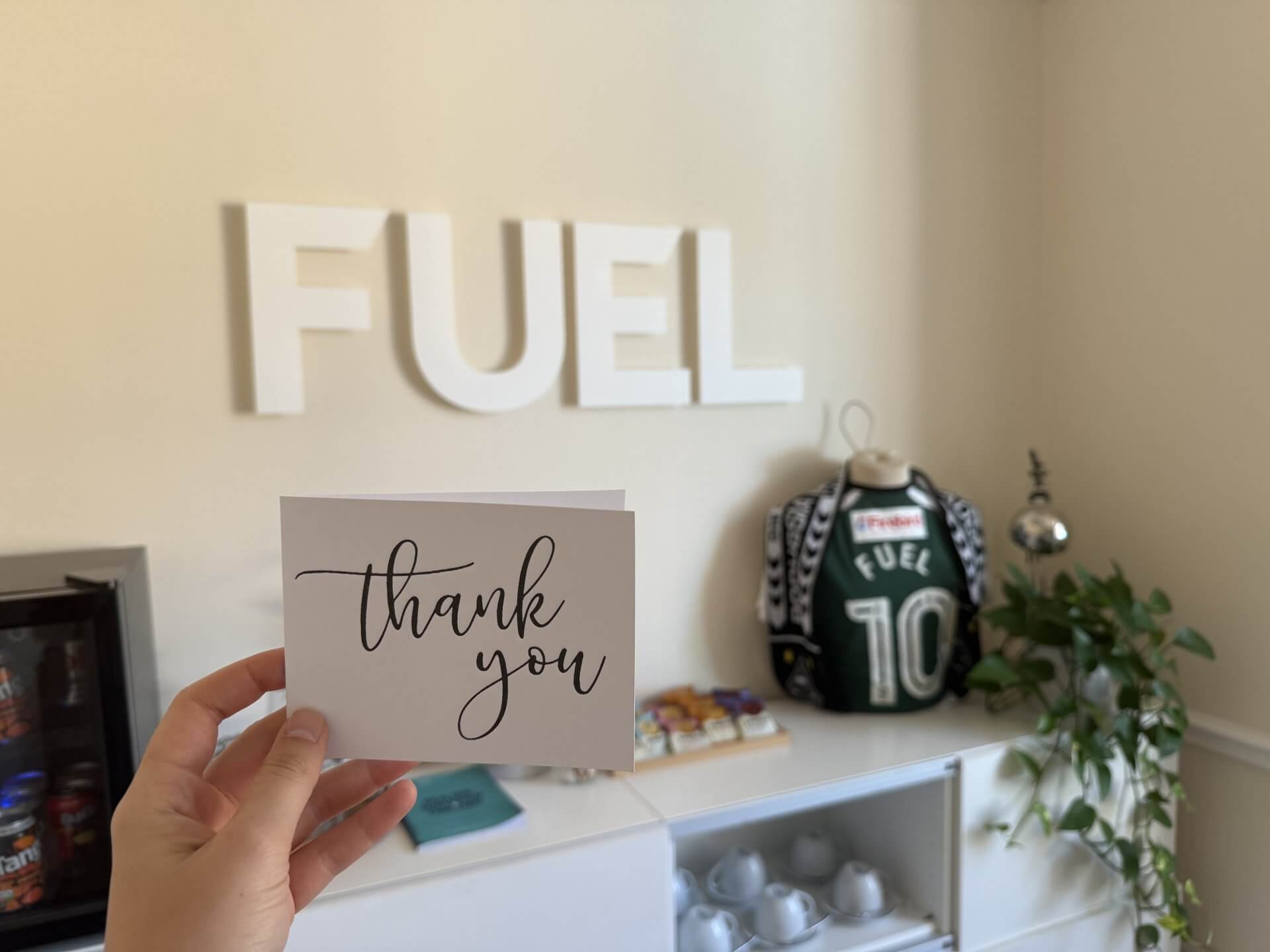 a thank you card from one of fuel's work experience students